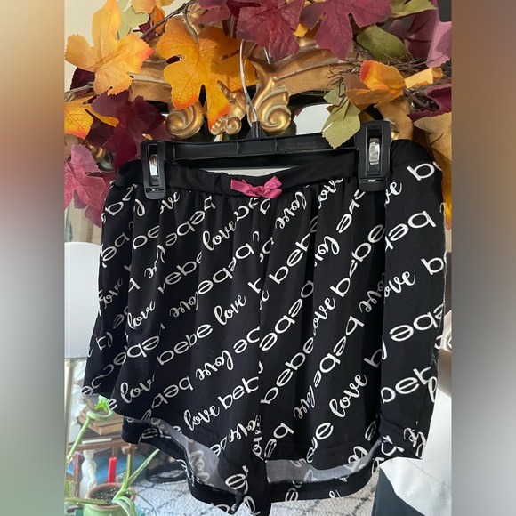 BEBE Black Pajamas - Shorts , Tank Top, and Robe Set - Picture 5 of 9